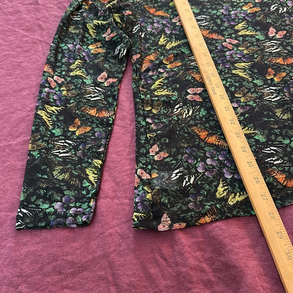 Johnny Was XXL Black Multicolor Butterfly Floral MESH long sleeve tee top - Picture 7 of 7